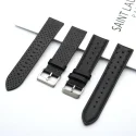 Yunse Black Genuine Calf Leather Perforated Sports Watch Band 20mm 22mm Full Grain Rally Racing Watch Strap Waterproof