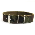Custom Logo Integrated 3d Printed Genuine Leather Nato Band 20 Mm Suede Watch Nato Strap Green Camouflage