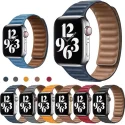 Genuine Leather Link Strap For Apple Watch Band 44mm 40mm 42mm 38mm Watchband Magnetic Loop Bracelet iWatch Series 7 6 SE 5 4 3