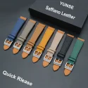 YUNSE New Cross Texture Wrist Full Grain Genuine Leather Watch Straps With Quick Release