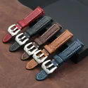 YUNSE Luxury Men Leather Watch Bands 20 22 Decorative Pattern Flowers Embossed Top Grain Leather Watch Straps