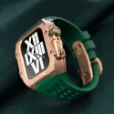 RM Titanium Apple Watch Case 45MM - Rose Gold Case & Green FKM Strap