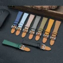 Taper Wrist Band Saffiano Cross Texture Genuine Leather Watch Straps