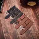 18mm Factory Best Sale Black Leather Watchbands 20mm 21mm 22mm Two Piece Heavy duty Vintage Calf Leather Watch Straps