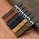 Rally Racing Genuine Leather Watch Strap oil brown waxed Porous 18mm 20mm 22mm Crazy Horse Leather Watch Band