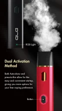 Dual Activation Method: Both Auto-draw and press-to-fire allow for the easy and convenient startup, giving you more options for your free vaping preference.