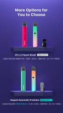 More Options for You to Choose XPLLO Classic Model ABAC2221 Open Pod with Mesh Coil 0.9Ω 2.0mL 580mAh 22*12*116mm Support Automatic Prodution ABAC2221-C Closed Pod with FRESOR NOVA 1.4Ω 2.0mL 580mAh 22*11.6*118mm