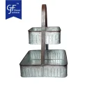 Galvanized Metal Two Tire Corrugated Tray with Handle Square Tray4