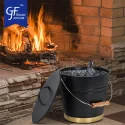 Metal Ash bucket with lid,shovel and hand broom for Fireplace Indoor and Outdoor4