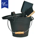 Small metal ash buckets set Ash carrier with lid, shovel and brush5