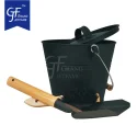 Small metal ash buckets set Ash carrier with lid, shovel and brush