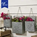 Galvanized hanging plant pot primary color pickling Metal Wall Planters Set of 3 flower bucket1