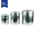 Metal Trash Can Set With Lid Recycling Canister Storage Organization Decorative Garbage Can Waste Bin