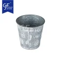 Vintage metal planter flower pot Galvanized Zinc bucket plant pot with handle