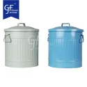 Metal Trash Can Bucket Storage Bucket With Lid Decor Rubbish Bin