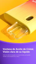 Ventana de aceite de cristal, visión clara de su líquido Diseño de cristal en la boquilla y la ventana de aceite, que le permite controlar el nivel de líquido de un vistazo.