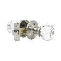 Crystal door knobs Privacy Function for Bed and Bath Room Classic Round Glass Door Lock Satin Nickel color