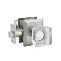 Crystal door knobs passage function for hall and closet Doors satin nickel finish