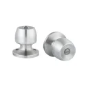 Tubular knob lock patent structure bed and bathroom function door knob round plate satin stainless steel finish 598 SS BK