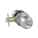 Tubular knob lock patent structure entry door knob round plate satin stainless steel finish 607 SS ET