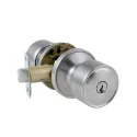 Tubular knob lock patent structure entry door knob round plate satin stainless steel finish 710 SS ET