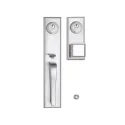 Door handle set double cylinder single handle satin nickel finish entry door handlesets solid zinc material 404-DC-SN