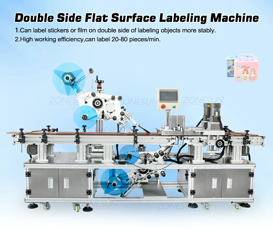 Automatic top and bottom labeling machine