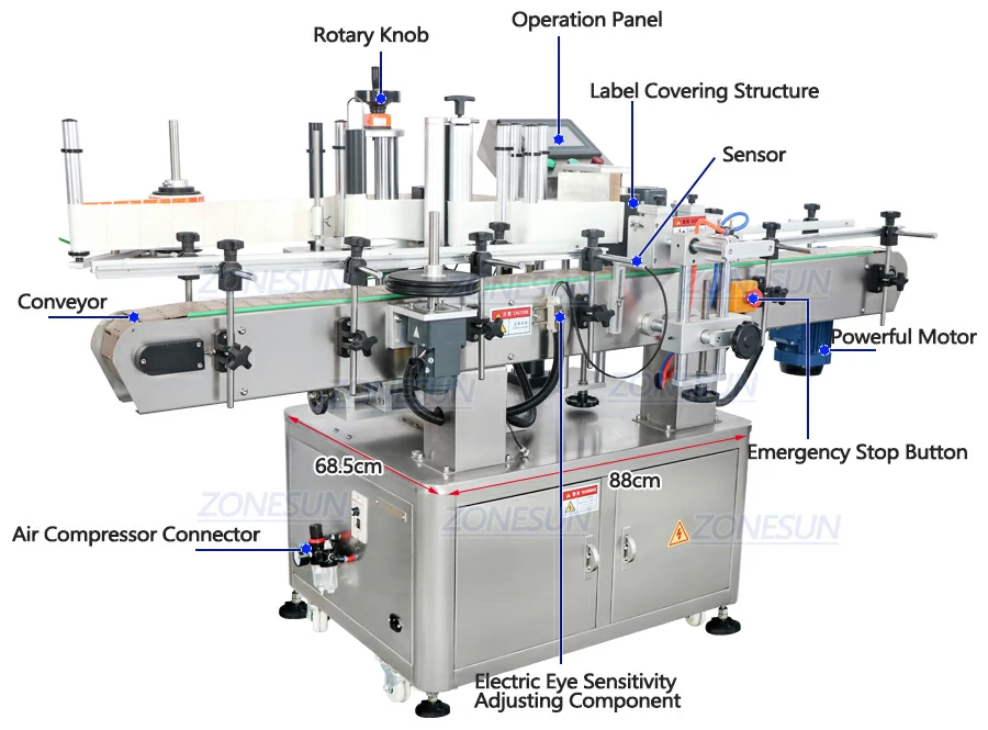 Diagram of small bottle labeling machine