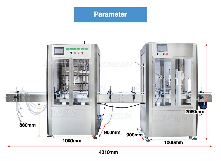 Size of wine filling and capping machine