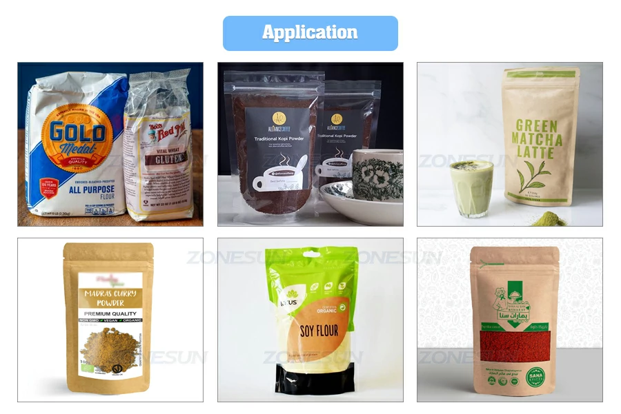 Application of standing pouch filling sealing machine