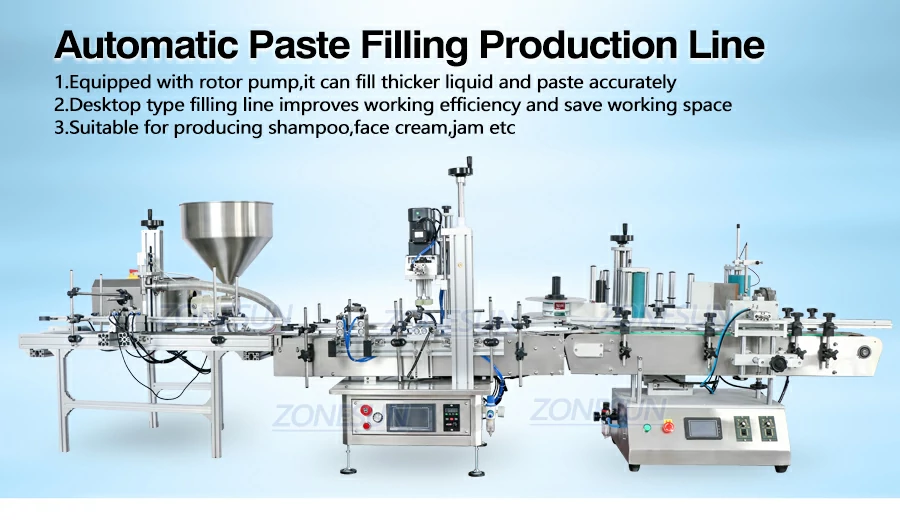 Tabletop Automatic Lobe Pump Paste Filling Capping Labeling Machine