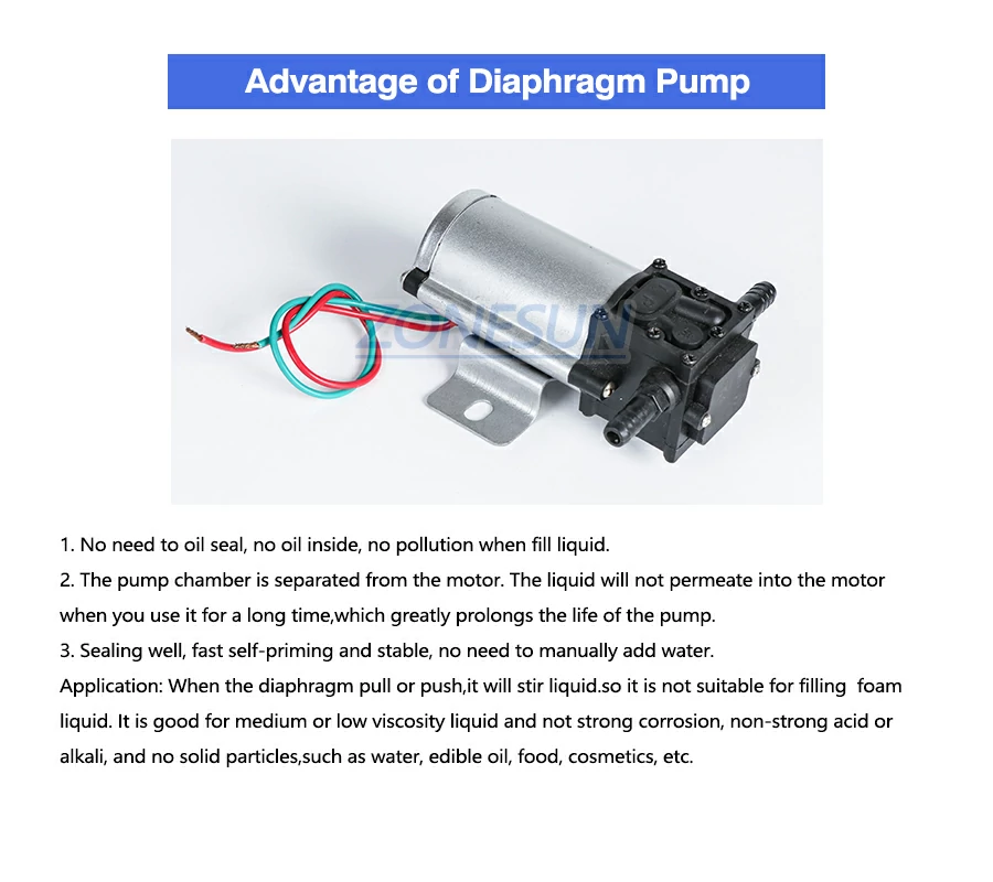 Diaphragm pump of semi-automatic digital filling machine