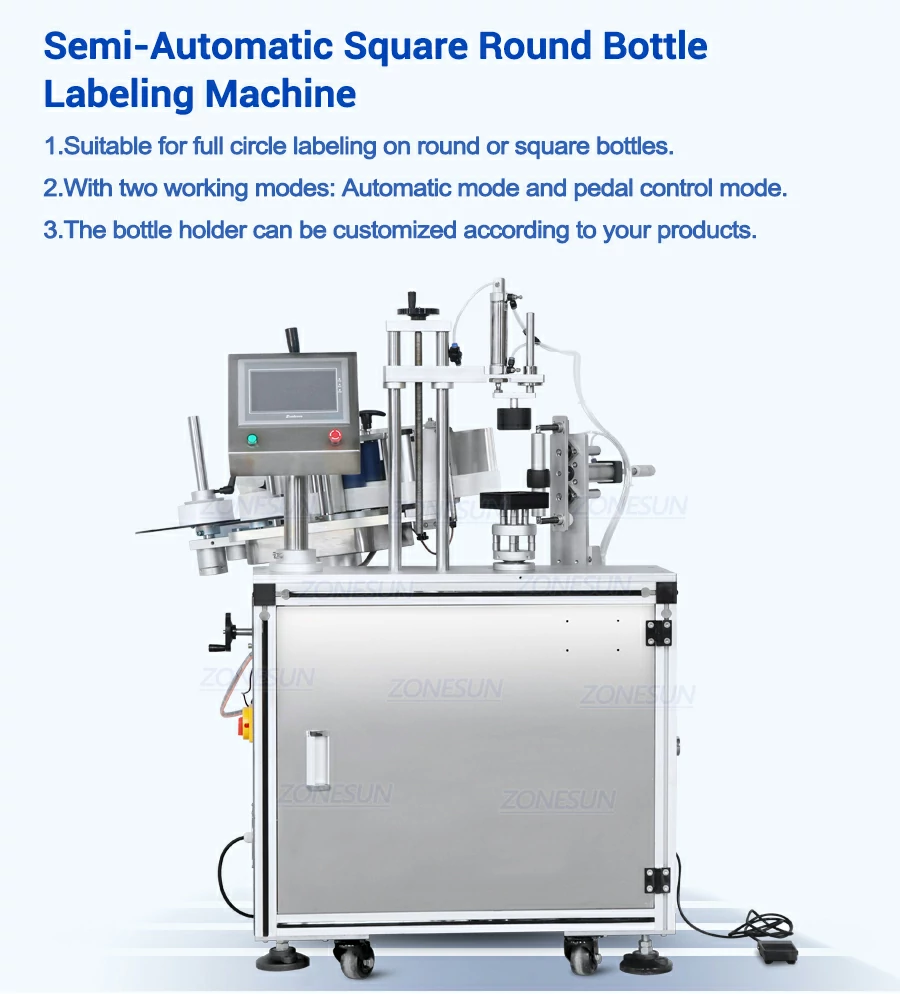semi automatic square bottle sticker labeling machine