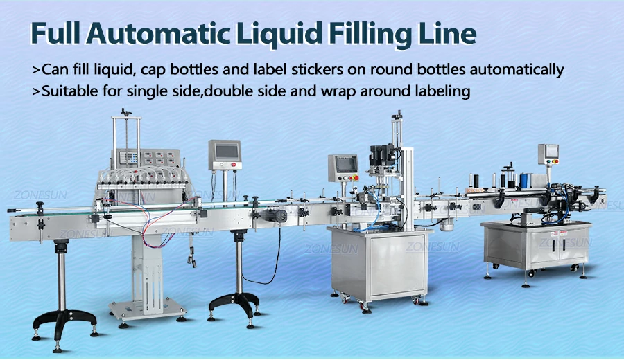 Automatic 12 Heads Liquid Bottle Filling Capping Labeling Machine