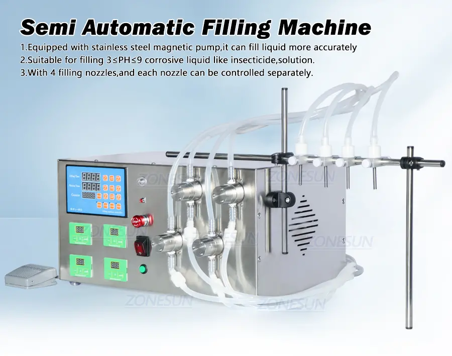 Semi-Automatic Magnetic Pump Liquid Filling Machine