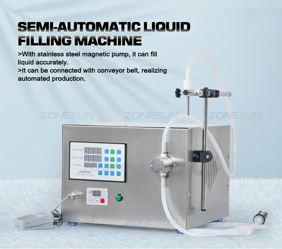 Semi automatic magnetic pump liquid filling machine