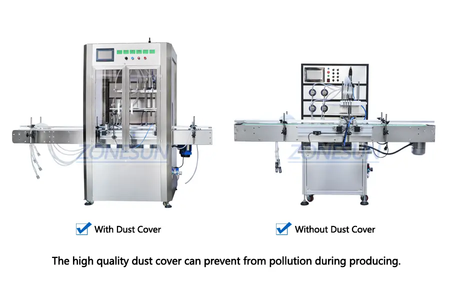 difference between a filling machine with a dust cover and without a dust cover 