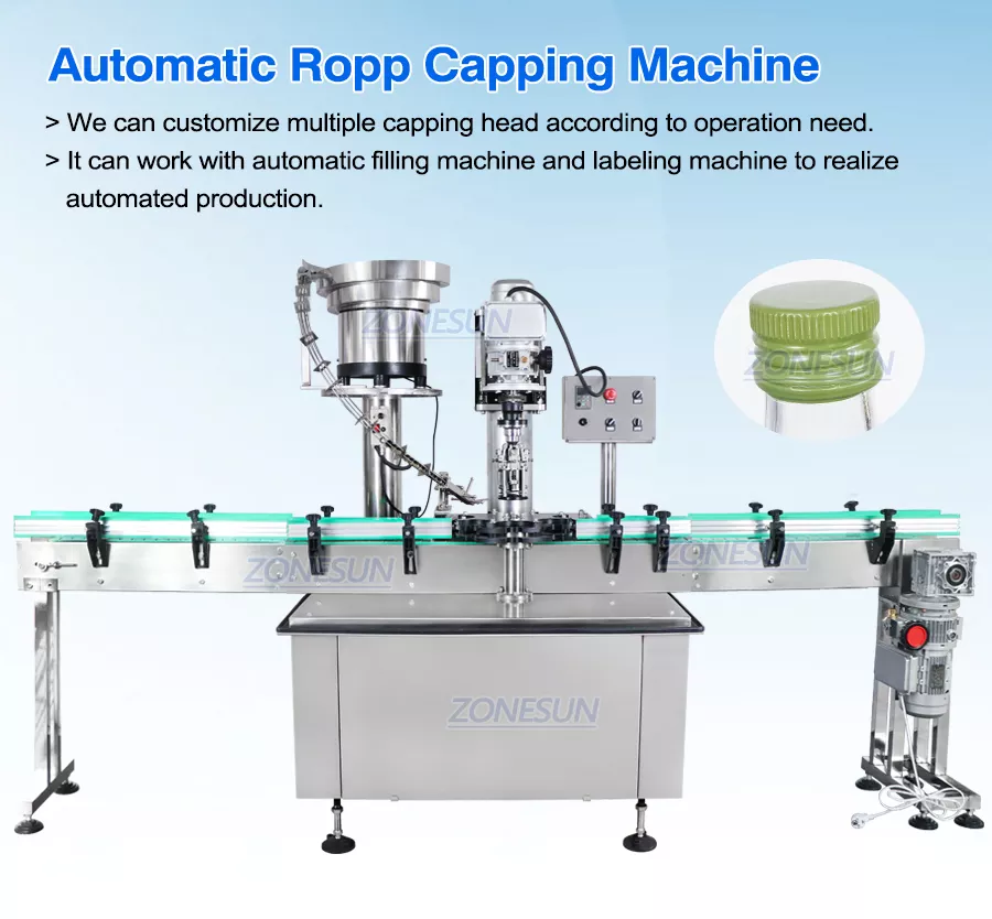 Automatic Ropp Capping Machine With Cap Feeder