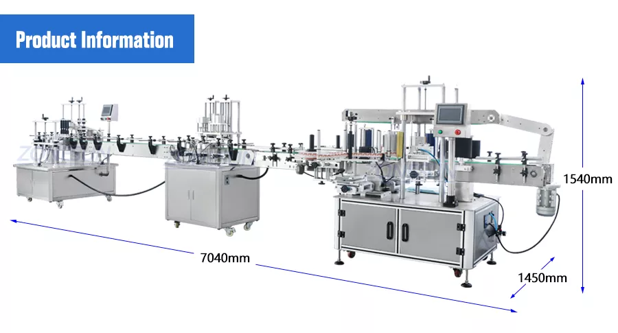 Size of Perfume bottle filling capping labeling machine