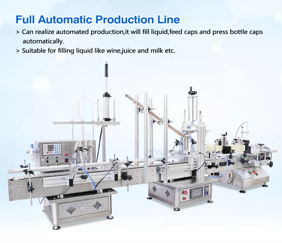 Tabletop Automatic Wine Filling Capping Labeling Line