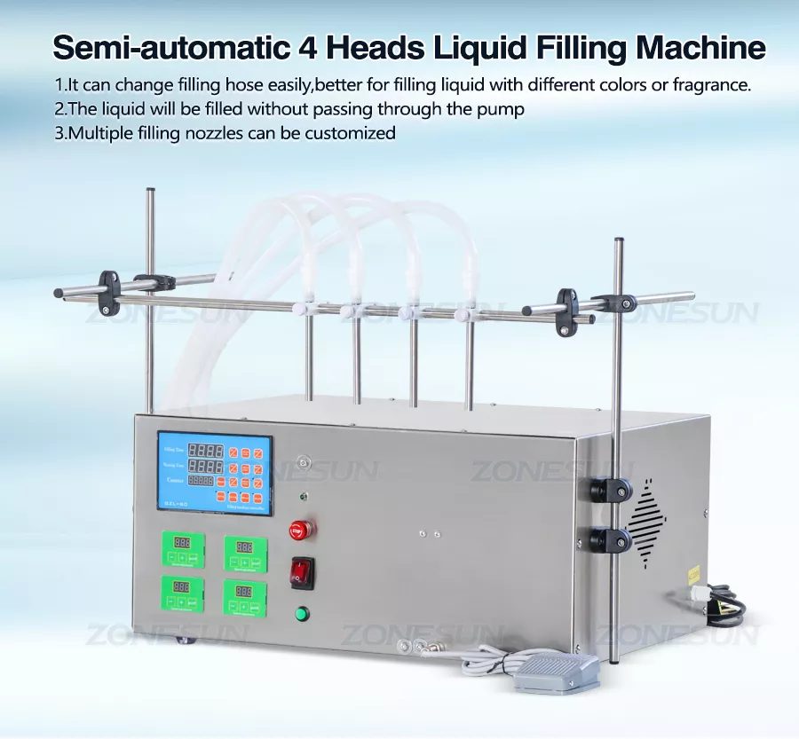 semi automatic 4 heads peristaltic pump liquid filler