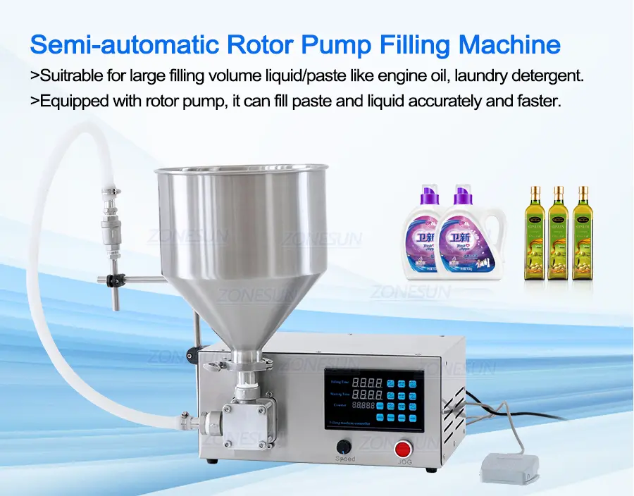 Semi Automatic Rotor Pump Paste Filling Machine