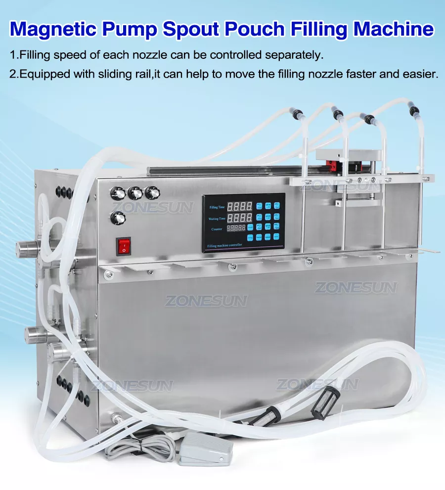 Semi automatic 4 heads spout pouch beverage filling machine