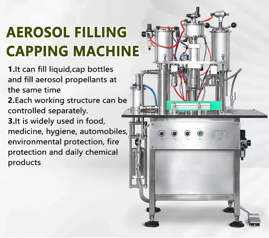 Semi automatic aerosol spray can filling and capping machine