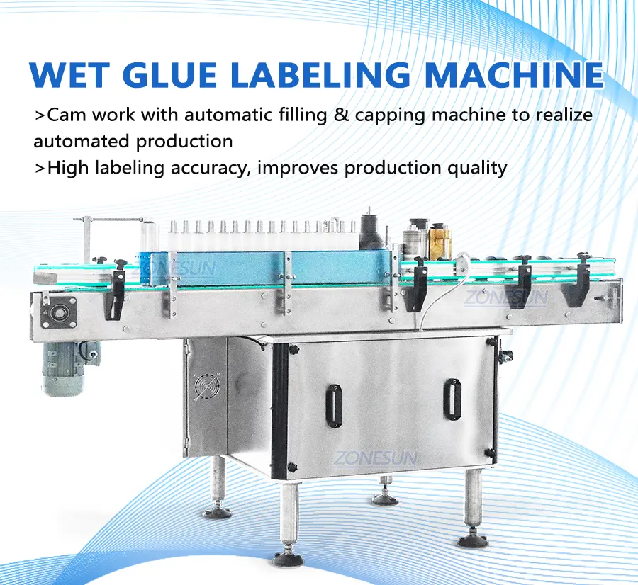 Automatic can wet glue labeling machine