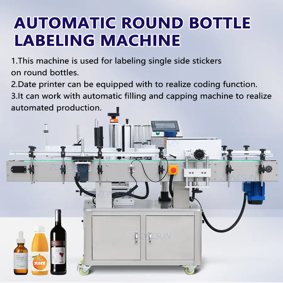 Automatic label applicator machine for bottles