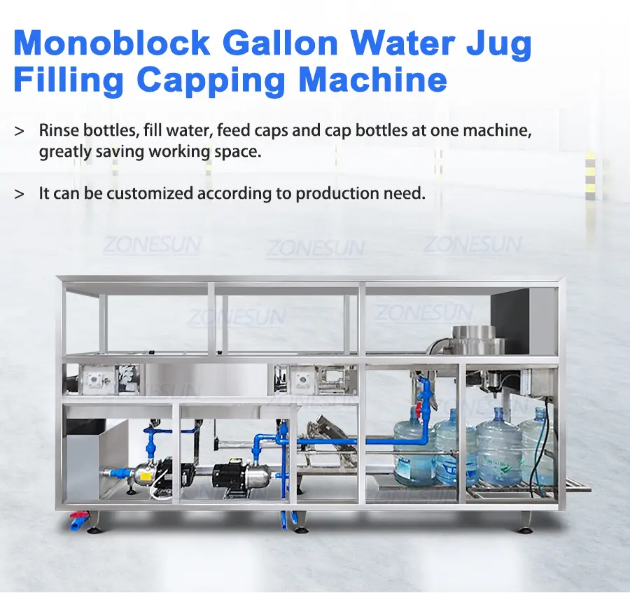 monoblock 5 gallon water jug filling capping machine