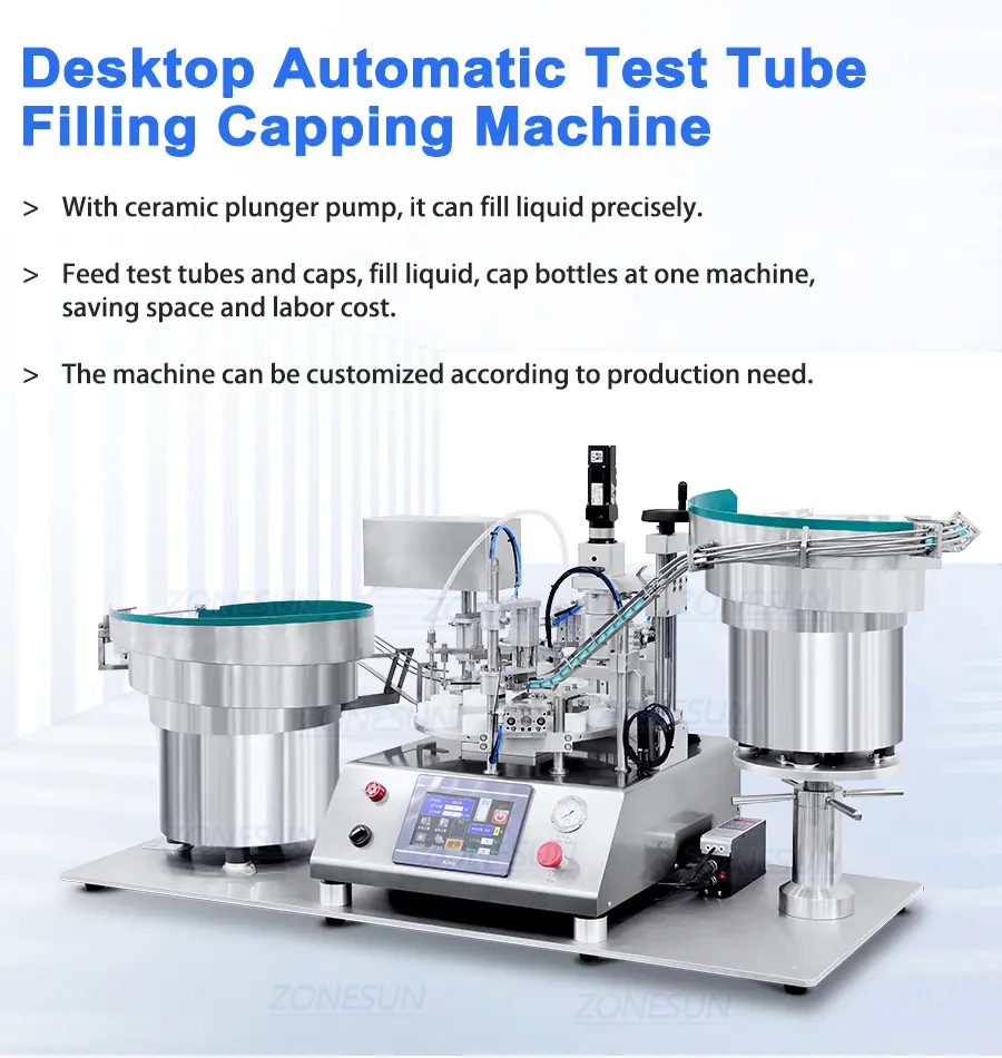 Tabletop Automatic Test Tube Filling Capping Machine