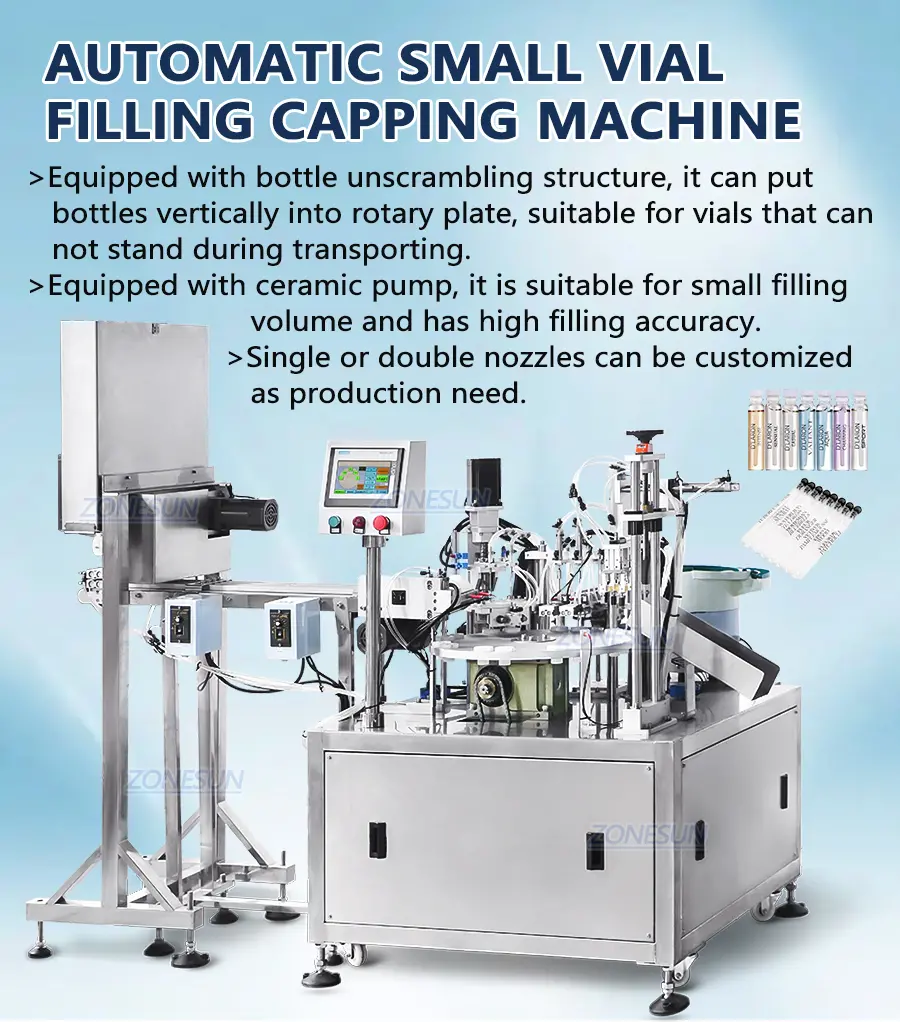 Perfume tester bottle filling and capping machine