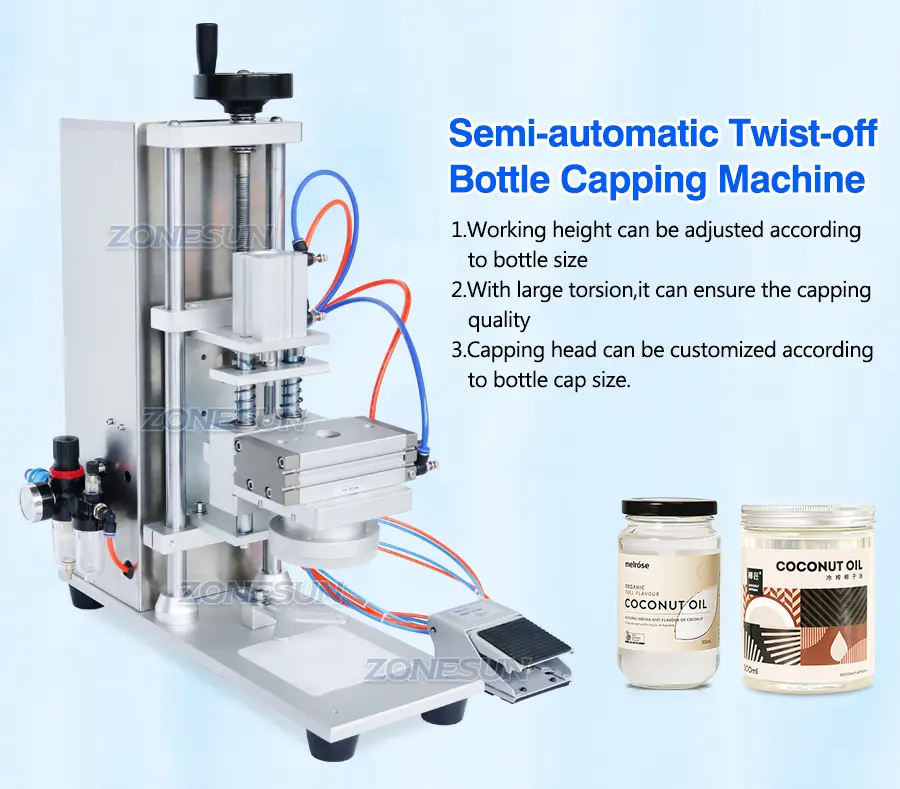Semi Automatic Sauce Jar Lug Capping Machine